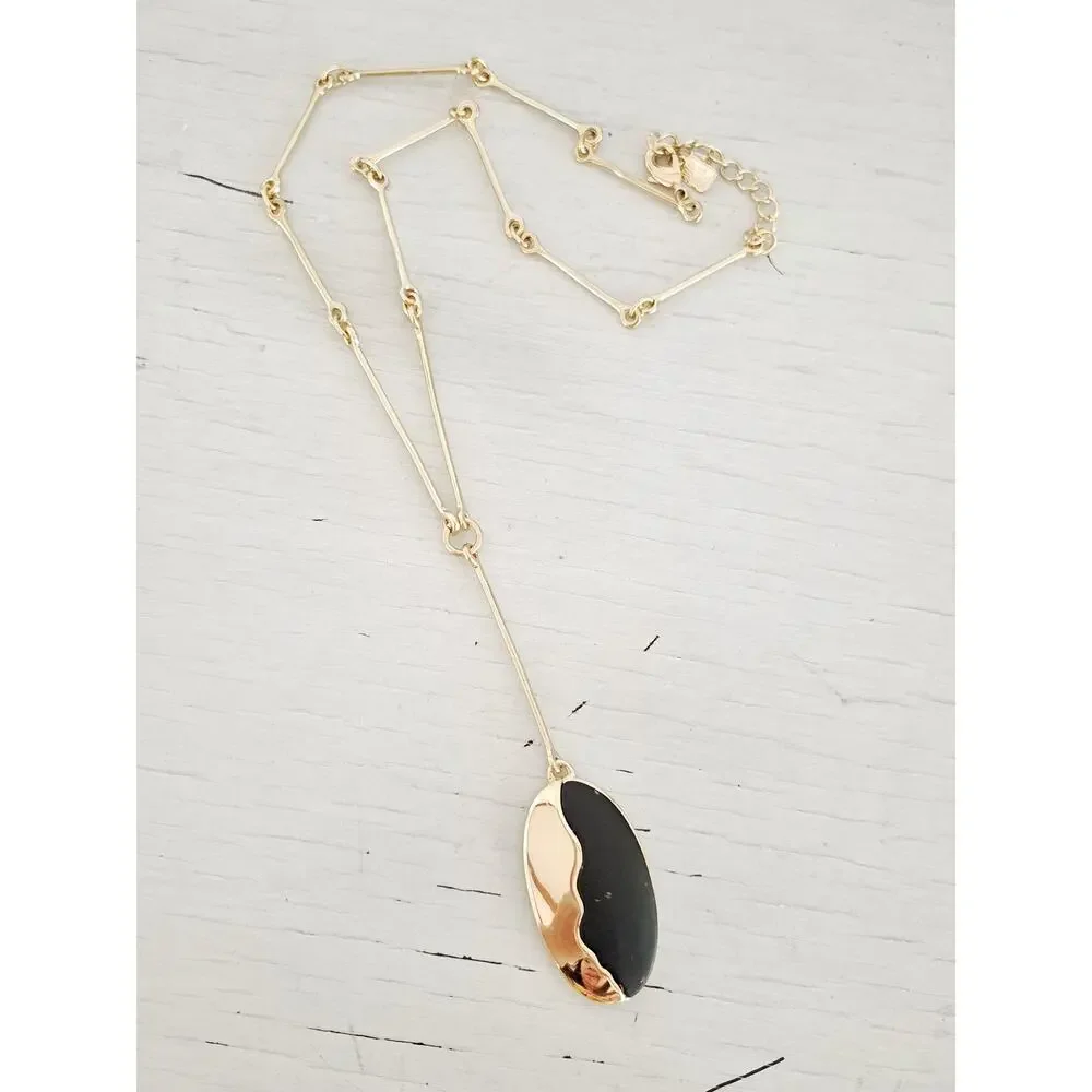 Vintage Gold-tone and Black Enamel RLM SOHO Necklace
